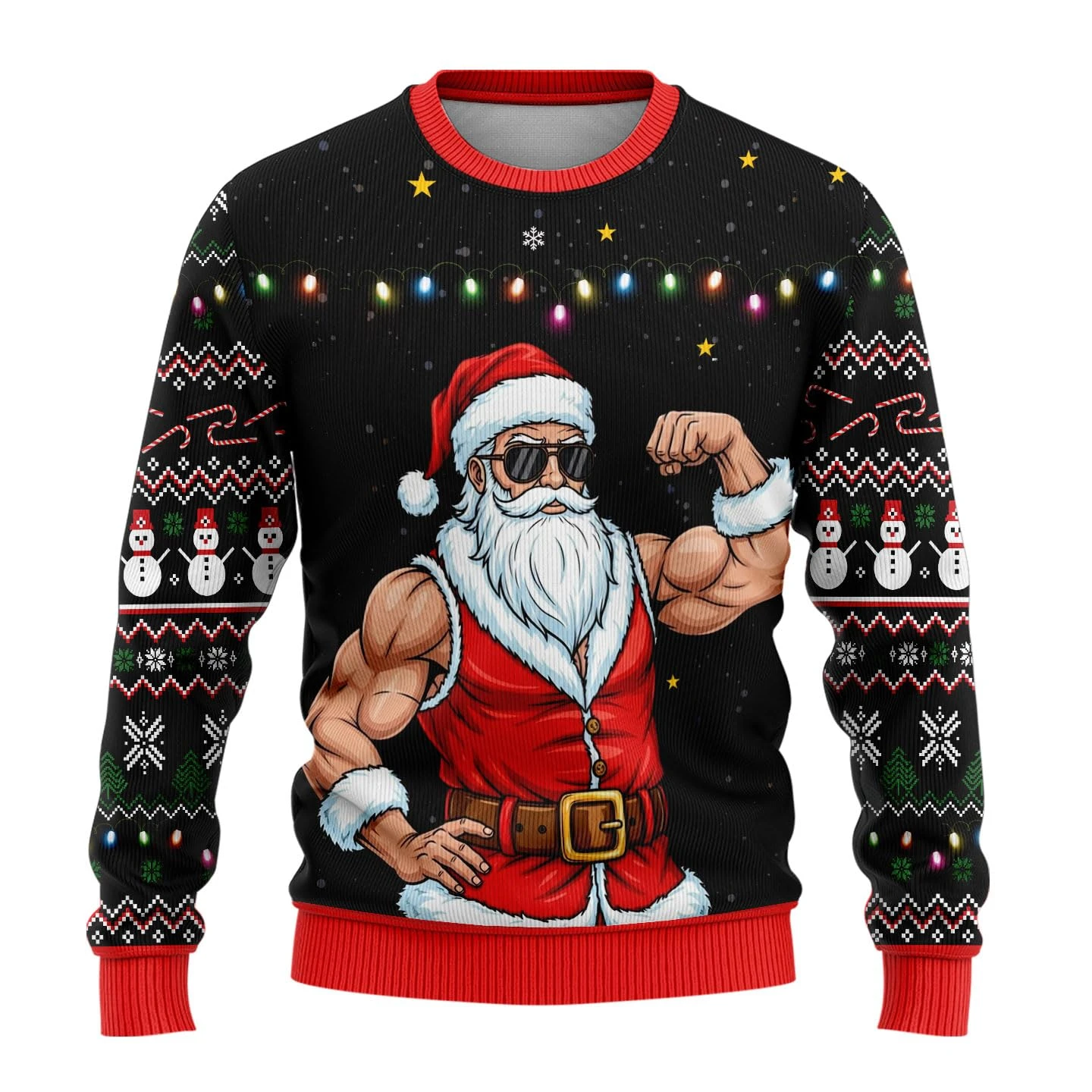 3D Printing Xmas - เสื้อสเวตเตอร์ลายซานตาคลอสการ์ตูนสุดน่ารักสำหรับคริสต์มาส พิมพ์ลาย 3 มิติ เสื้อสวมหัวแขนยาวลำลองตลกขบขัน ใส่ได้ทั้งชายและหญิง