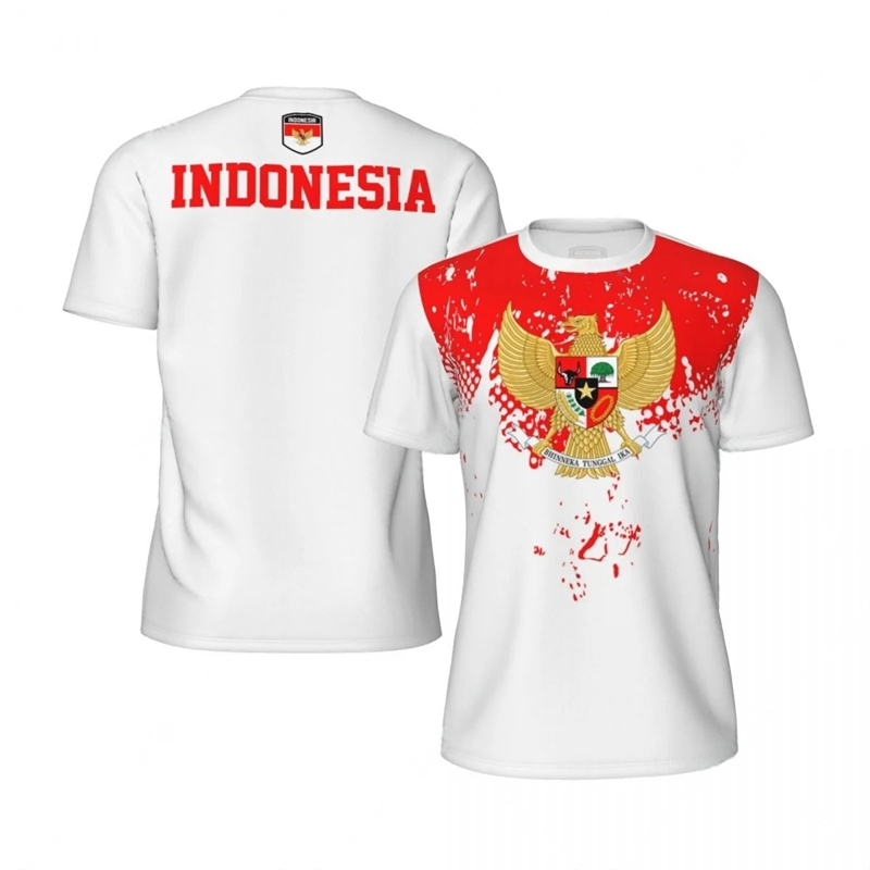 3D Printing Indonesia - แฟชั่นอินโดนีเซียธงฟุตบอล T เสื้อสําหรับชายฤดูร้อนสัญลักษณ์แห่งชาติ 3D พิมพ์กีฬา Tees